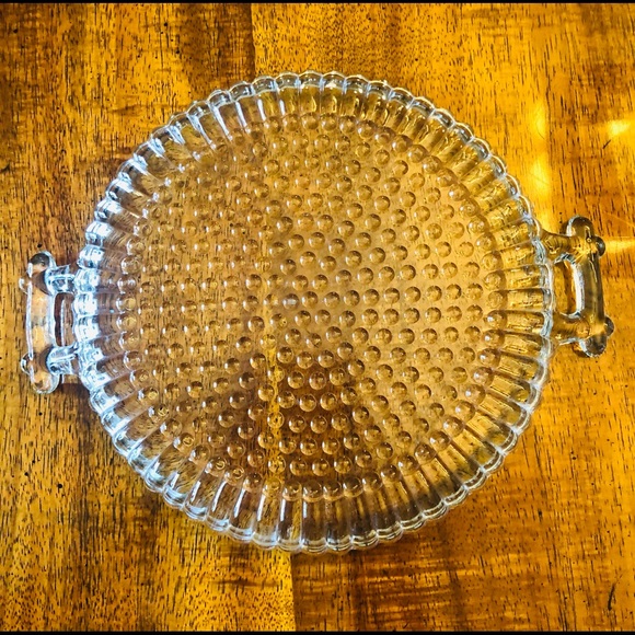 Vintage Crystal Glass Serving Plate With Handles - Picture 4 of 4
